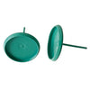 E219A - 10 pcs. Aqua Teal Earring Posts Studs Settings Bezels Cabochons Tacks- 12mm Glue Pad Setting