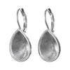E246 - 2 pcs. (1 pair) Silver Tone Cone Teardrop Earring Clips Settings Lever Back Bezels Cabochons - 14mm x 10mm Glue Pad Setting - Cone