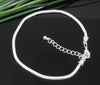 B046 - 4 pcs. Silver Plated European Snake Chain Bracelets with Chain Extenders - Lobster Clasps - Screw Cap - 20cm (7.87") - Claw Clasps