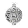 P287 - 2 pcs. Silver Tone Carved Round Heart Pattern Pendant Photo Picture Locket Box - 44mm x 33mm - Perfume Diffuser!