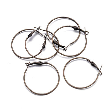 E142 - 20 pcs (10 pairs) Antique Bronze Earring Hoops - 35mm (1.38 inch)