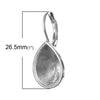 E246 - 2 pcs. (1 pair) Silver Tone Cone Teardrop Earring Clips Settings Lever Back Bezels Cabochons - 14mm x 10mm Glue Pad Setting - Cone