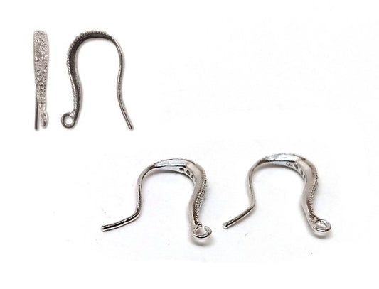 E277 - 2 pcs (1 pair) Real Sterling Silver Earring Hooks with Rhinestones - 17mm x 2mm - by Beadsmith - Gorgeous!