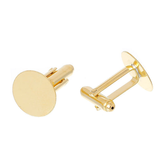 CU022 - Lot of 12 Gold Plated Cuff Links (6 pairs) - 15mm Glue Pad