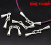 BA038 - 10 pcs (5 sets) - Silver Plated Bracelet and Necklace End Tips Caps Clasps - 36x5mm - For 3mm Cords