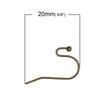 E055 - 200 pcs Antique Bronze Earring Wire Hooks with Ball - 20x15mm - 20mm x 15mm - 21 Gauge Wire