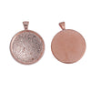P1094 - 5 pcs. Rose Gold Plated Pendant Trays Circle Posts Settings Bezels Cabochons - 30mm Glue Pad Setting - Style B