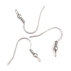 E083A - 50 pcs 304 Stainless Steel Silver Tone Earring Hooks with Spring and Ball - 22mm x 20mm - Hole Size: 2mm - Perpendicular Loop