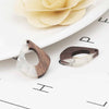 MP0038 - 4 pcs. Silver Foil and Clear Resin and Wood Teardrop Flat Pendant - 33mm x 28mm - (1.3" x 1.1") - MEDIUM