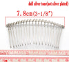 H054 - 10 pcs. - Silver Tone Hair Combs - 78mm x 38mm (3" x 1.5")