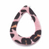 P709 - 10 pcs. Leopard Faux Fur Leather Dangle Charms Pendants - Teardrop Hoop - Pink- 59mm (2.32") - Great for Earrings or Dangles! Double-Sided