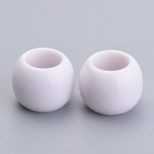 BD531 - 100 pcs White Smooth Acrylic Ball Spacer Beads - 12mm - Large Hole: 5.5mm - Fits European Cords and Paracord!