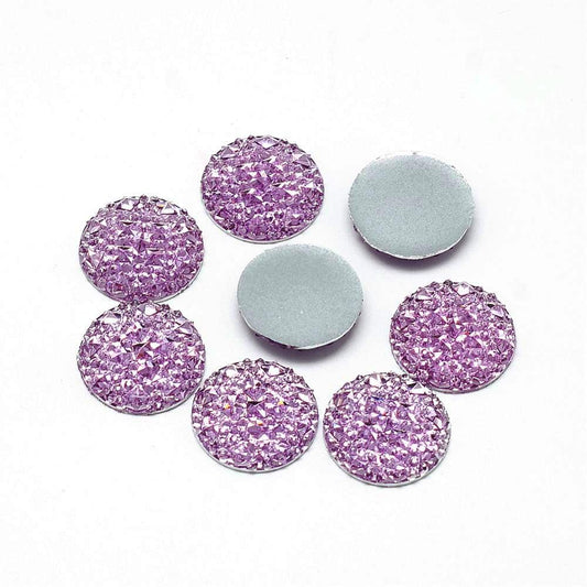 CA078 - 10 pcs Druzy Resin Embellishment Cabochons Purple - 10mm - Shimmer Style