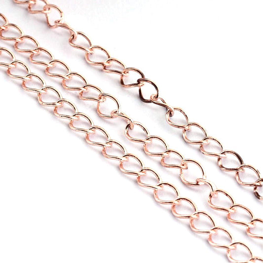 N011 - 10M (32.8 Ft) - Rose Gold Iron Twisted Link-Opened Chain - 6mm x 3mm (0.7mm Thick)