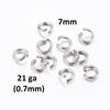J313 - 500 pcs 304 Stainless Steel Silver Tone Open Jump Rings 7mm - 21 Gauge (0.7mm Thick) - Tarnish Resistant!