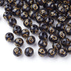 BD210 - 100 pcs Black Acrylic Round Spacer Beads - 8mm (5/16") - Gold Plated Cross Design - Hole Size: 2mm