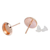 E108 - 10 pcs. Rose Gold Plated Earring Posts Studs Settings Bezels Cabochons Tacks- 8mm Glue Pad Setting