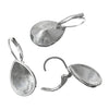 E246 - 2 pcs. (1 pair) Silver Tone Cone Teardrop Earring Clips Settings Lever Back Bezels Cabochons - 14mm x 10mm Glue Pad Setting - Cone