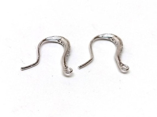 E277 - 2 pcs (1 pair) Real Sterling Silver Earring Hooks with Rhinestones - 17mm x 2mm - by Beadsmith - Gorgeous!