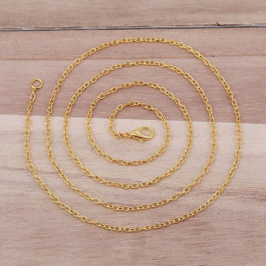 N053 - 12 pcs. Gold Plated Cable Chain Link Necklaces 30 3/8" - (3mm x 2.2mm) - Lobster Clasps - Claw Clasps