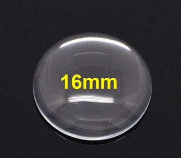 CA553 - 50 pcs. Circle Clear Round Glass Dome Seals Tiles - 16mm (0.63 in)
