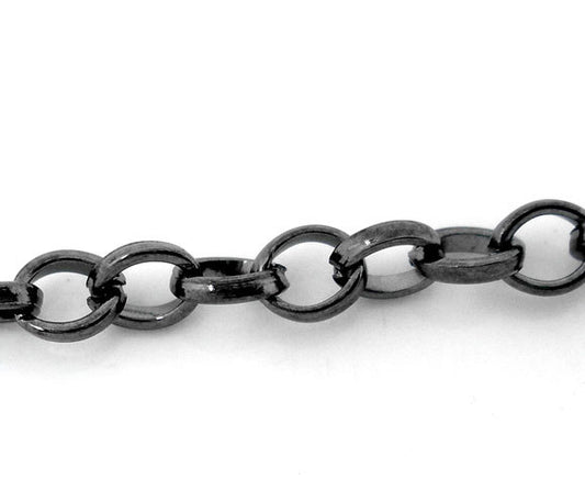 N108 - 4M (13.12 Ft) - Gunmetal Dark Grey Gray Links Open Chain - 4mm x 3mm