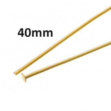 A058 - 100 pcs. Gold Plated Flat Head Pins - 40mm (1.57 inch) x 0.7mm - 21 Gauge
