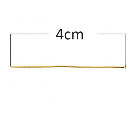 A058 - 100 pcs. Gold Plated Flat Head Pins - 40mm (1.57 inch) x 0.7mm - 21 Gauge