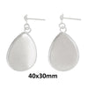 E011 - 10 pcs. Silver Plated Earring Dangle Tacks Posts Settings Bezels Cabochons - Teardrop - 40mm x 30mm Glue Pad Setting