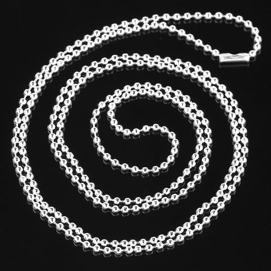 N3001 - 12 pcs. Silver Plated Ball Chain Necklaces - 80cm (31.5") - 2mm Ball