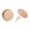 E108 - 10 pcs. Rose Gold Plated Earring Posts Studs Settings Bezels Cabochons Tacks- 8mm Glue Pad Setting
