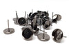 E144 - 10 pcs. Gunmetal Earring Posts Studs Settings Bezels Cabochons Tacks- 8mm Glue Pad Setting - Includes Rubber Backs!