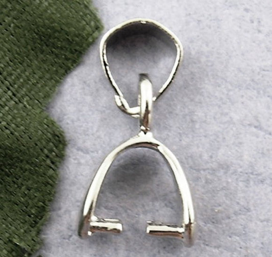 BA013A - 10 pcs. Silver Tone Pinch Clip Bails for Pendants and Beads - 5mm X 15mm