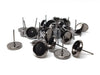 E144 - 10 pcs. Gunmetal Earring Posts Studs Settings Bezels Cabochons Tacks- 8mm Glue Pad Setting - Includes Rubber Backs!