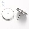 E206A - 20 pcs. Stainless Steel Earring Posts Studs Settings Bezels Cabochons Tacks - 14mm Glue Pad Setting - Hypoallergenic! Tarnish Resistant!
