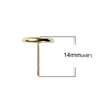 E072 - 10 pcs. Gold Plated Earring Posts Studs Settings Bezels Cabochons Tacks- 10mm Glue Pad Setting - Rubber Backs Included ! Made of Copper