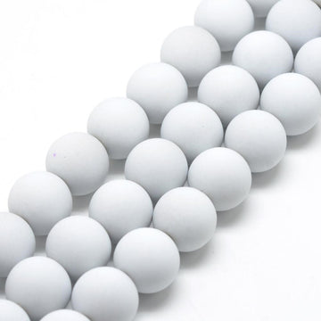 BD803B - 500 Beads - 8mm White Matte Frosted Rubberized Acrylic Round Beads - Hole Size: 1.5mm