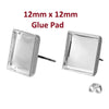E279 - 10 pcs. Silver Plated Square Earring Posts Studs Settings Bezels Cabochons Tacks- 12mm x 12mm Glue Pad Setting