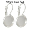 E073A - 20 pcs. Silver Plated Earring Clips Settings Lever Back Bezels Cabochons - 12mm Glue Pad Setting