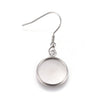 E278 - 10 pcs. 304 Stainless Steel Silver Tone Earring Dangle Hooks Settings Bezels Cabochons - 14mm Glue Pad Setting