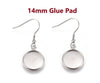 E278 - 10 pcs. 304 Stainless Steel Silver Tone Earring Dangle Hooks Settings Bezels Cabochons - 14mm Glue Pad Setting