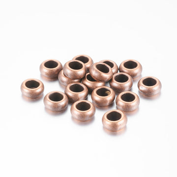 BD025 - 50 pcs Antique Copper Metal Smooth Ball Spacer Beads - 10mm x 6mm - Large Hole: 5mm - Fits European Cords and Paracord!