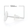 E222 - 4pcs (2 Pairs) 925 Sterling Silver Earring Posts/Bases/Studs/Settings with Rubber Backs - 12mm x 5mm