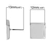 E279 - 10 pcs. Silver Plated Square Earring Posts Studs Settings Bezels Cabochons Tacks- 12mm x 12mm Glue Pad Setting