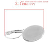 E015 - 6 pcs. Silver Tone Earring Clips Settings Lever Back Bezels Cabochons - 18mm x 13mm Glue Pad Setting - Oval - 18x13mm - 13x18mm