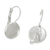 E073 - 10 pcs. Silver Plated Earring Clips Settings Lever Back Bezels Cabochons - 12mm Glue Pad Setting