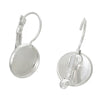 E073A - 20 pcs. Silver Plated Earring Clips Settings Lever Back Bezels Cabochons - 12mm Glue Pad Setting