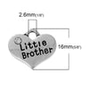 P005 - 4 pcs. Antique Silver "Little Brother" charm with rhinestone- 16 mm X 14 mm