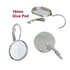 E145 - 10 pcs. Silver Plated Earring Clips Settings Lever Back Bezels Cabochons - 16mm Glue Pad Setting