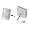 E279 - 10 pcs. Silver Plated Square Earring Posts Studs Settings Bezels Cabochons Tacks- 12mm x 12mm Glue Pad Setting